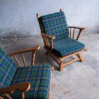 Pair Of Quilted Fabric And Wooden Sofa'S By Guillerme Et Chabron thumbnail 6