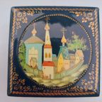 Vintage Juwelen Doos.russische Juwelen Doos.handgeschilderd Gelakt thumbnail 3