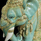 Uniek Olifant Keramiek Salontafel 2 Turquoise Olifanten Met Glazen Blad. thumbnail 16