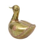 Vintage Decoratief Eenden Beeld Gehamerd Koper Messing Hout thumbnail 5