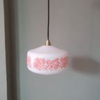 Vintage Melkglazen Opaline Hanglamp Met Florale Print thumbnail 10