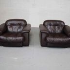 Pair Of De Sede Ds-101 Leather Lounge Chairs thumbnail 3