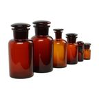 Echte Oude Apotheker Potten Medische Flessen Set Bruin Amber Glas thumbnail 8