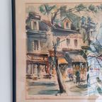Marius Girard, Aquarel, Parisian Chic Gesigneerd. 1960. thumbnail 7