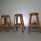 3 X Bamboo Stool With Leather Laces / 70s. thumbnail 14