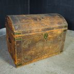 Brocante Zweedse Bruidskist – Leder – 19E Eeuws thumbnail 3