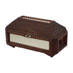 Antieke Tramp Art Doos Met Spiegels Folk Art Verzamelobject thumbnail 3