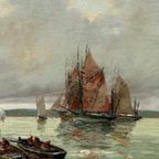 Albert Bern (1898-1968) "zeegezicht". Impressionisme. Olieverf Op Doek. thumbnail 6