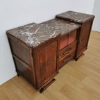 Vintage Mid Century Art Deco Tv Meubel, Dressoir Marmer Blad thumbnail 5