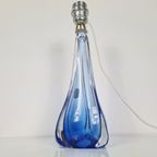 Blue Val Saint Lambert Glass Table Light, Belgium 1950S thumbnail 9
