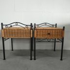 Set Rieten Nacht/bijzet Ladekastje Metalen Frame thumbnail 7