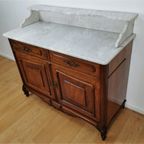 Vintage Antiek Dressoir Commode Ladekast, Badkamermeubel Met Marmer Blad 203 thumbnail 9