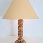 Vintage Brutalist Hout Tafellamp ’50 Mid Century Japandi thumbnail 3