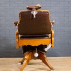 Art Deco Oak And Leather Barber Chair. thumbnail 5