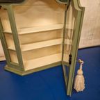 Olijfgroene Vintage Vitrinekast Wandkastje Vitrine Klassieke thumbnail 7