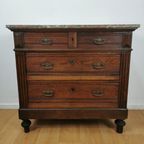 Vintage Antiek Dressoir Commode Ladekast, Badkamermeubel Met Marmer Blad 26 thumbnail 4