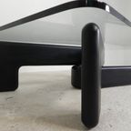 Vintage Salontafel Met Organische Zwarte Houten Basis, Jaren 70 thumbnail 19