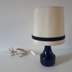 Vintage Lampje Uit De Jaren 60 Blauw Keramiek Vaasvoetje Retro Lampje thumbnail 3