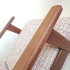 Vintage Teakhouten Fauteuils Nieuwe Stof Roze Beige Creme thumbnail 8