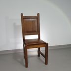 6 X Brutalist Solid Oak Chairs Mid Century thumbnail 12