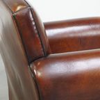 Luxe, Strak Afgewerkte, Grote Design Fauteuil Van Schapenleer Met Een Uitmuntend Zitcomfort thumbnail 13