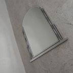 Art Deco Spiegel Met Geslepen Glas In Aluminium Lijst, Jaren 30 thumbnail 3