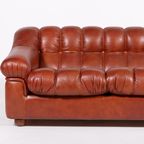 Sculptural Italian Modern Three Seat Leather Sofa / 3-Zitsbank, 1970’S thumbnail 3