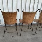 4 Wrought Iron Wicker Seat Dining Chairs From 1980 thumbnail 5