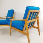 2 Blauwe Fauteuils | Wollen Ploegstof Blauw Vintage thumbnail 7