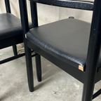 6x Vintage Zwarte Stoelen Met Vegan Skai Leer Zitting thumbnail 10
