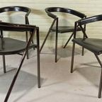 Set Van 4 Vintage Giannina Leren Stoelen, Arrben Italy thumbnail 4