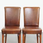 Set Van 6 Comfortabele, Statige Eetkamerstoelen Van Schapenleer thumbnail 3