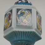 Vintage Voornamelijk Blauwe Art Deco Design Hanglamp Met Mooi Geschilderd Glas thumbnail 8