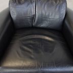 Zeer Statige Zwarte Rundleren Design Fauteuil/armchair Van Giorgetti Met Een Uitmuntend Zitcomfor thumbnail 7