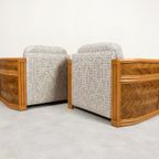 Set Van 2 Bamboo En Rottan Fauteuils Met Grafisch Patroon thumbnail 9