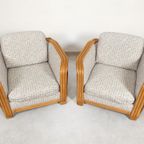 Set Van 2 Bamboo En Rottan Fauteuils Met Grafisch Patroon thumbnail 10