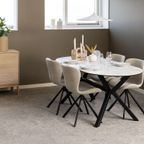 Pescara Eetkamerstoel - Set Van 2 - Beige Met Mat Zwart Frame thumbnail 6