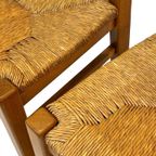 Vintage Set Van 6 Eetkamerstoelen Eiken En Riet Design thumbnail 13