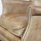 Subtiele Rundleren Fauteuil Met Een Omkeerbaar Kelim Zitkussen thumbnail 13