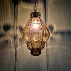 Venetiaanse Ophanging In Geblazen Glas En Gesmeed Metaal thumbnail 15