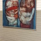 Vintage Origineel Schilderij, "dubbelportret", M.w. Hendeiks thumbnail 3