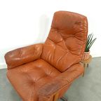 Zweeds Leren Draai Fauteuil G Mobel Sweden, Vintage Draaistoel thumbnail 15