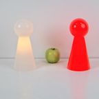 Set Vintage Wit & Rood Kegel Tafellamp Glass Pin Table Light thumbnail 8
