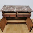 Vintage Frans Dressoir Commode, Ladekast Badkamermeubel Met Marmer Blad 201 thumbnail 7