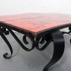 Zware Vintage Salontafel Met 3 Tegels In Stalen Frame thumbnail 22