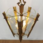Antieke Vintage Franse Messing Lantaarnlamp Hanglamp Lamp 06 thumbnail 15