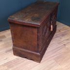 Grote Spaanse Antieke Kastanjehouten Primitieve Kist thumbnail 15