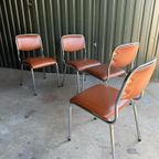 Set/4 Italian Mid-century Tavo Stoelen In Cognac Skai Leder thumbnail 8