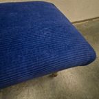 Vintage Voetenbank Blauwe Voetrnbank Opnieuw Bekleed thumbnail 4