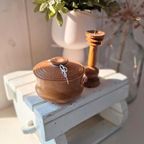 Vintage Houten Kandelaar En Opberg Bakje, Houtsnijwerk thumbnail 23